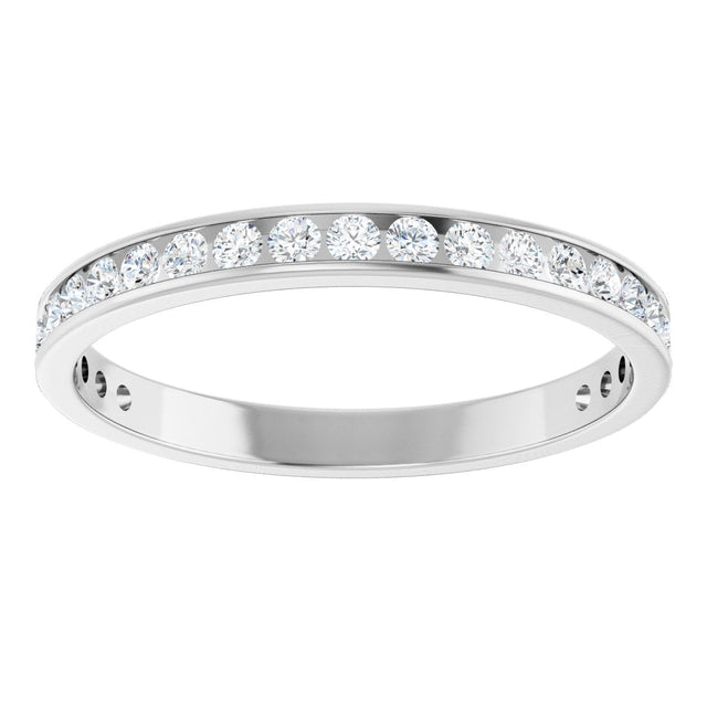 14K Gold Round Natural Diamond Channel-Set Anniversary Band – 2.25 mm Stones (1 CTW) - White Gold - view 3