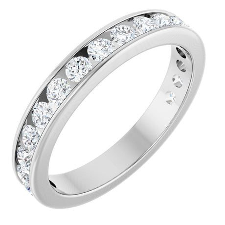 14K Gold Round Lab-Grown Diamond Channel-Set Anniversary Band – 2.5 mm Stones - White Gold