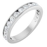 14K Gold Round Natural Diamond Channel-Set Anniversary Band – 2.5 mm Stones - White Gold