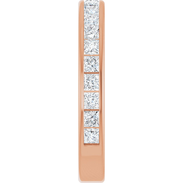 14K Gold Square Lab-Grown Diamond Channel-Set Anniversary Band – 1.75x1.75 mm Stones - Rose Gold - view 4
