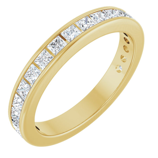 14K Gold Square Natural Diamond Channel-Set Anniversary Band – 1.75x1.75 mm Stones - Yellow Gold