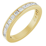 14K Gold Square Lab-Grown Diamond Channel-Set Anniversary Band – 1.75x1.75 mm Stones - Yellow Gold