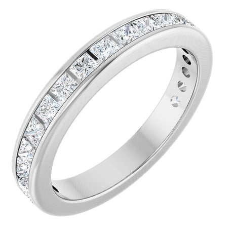 14K Gold Square Lab-Grown Diamond Channel-Set Anniversary Band – 1.75x1.75 mm Stones - White Gold