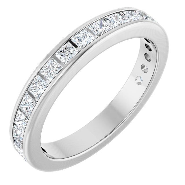 14K Gold Square Lab-Grown Diamond Channel-Set Anniversary Band – 1.75x1.75 mm Stones - White Gold