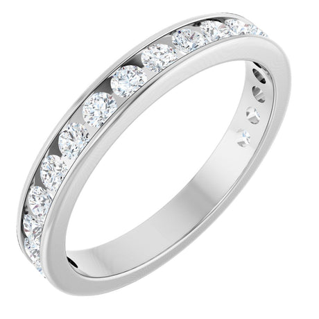 14K Gold Round Lab-Grown Diamond Channel-Set Anniversary Band – 2.5 mm Stones - White Gold