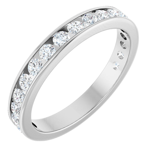 14K Gold Round Natural Diamond Channel-Set Anniversary Band – 2.5 mm Stones - White Gold