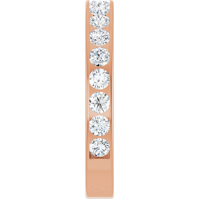 14K Gold Round Lab-Grown Diamond Channel-Set Anniversary Band – 3 mm Stones - Rose Gold - view 4