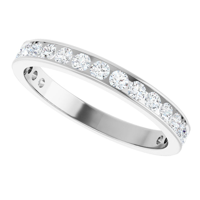 14K Gold Round Lab-Grown Diamond Channel-Set Anniversary Band – 3 mm Stones (1 7/8–2 CTW) - White Gold - view 5