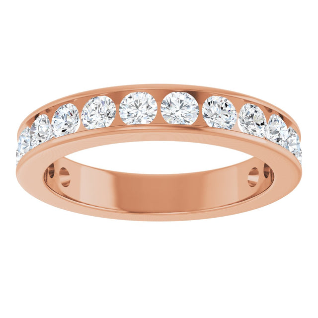 14K Gold Round Lab-Grown Diamond Channel-Set Anniversary Band – 3 mm Stones - Rose Gold - view 3
