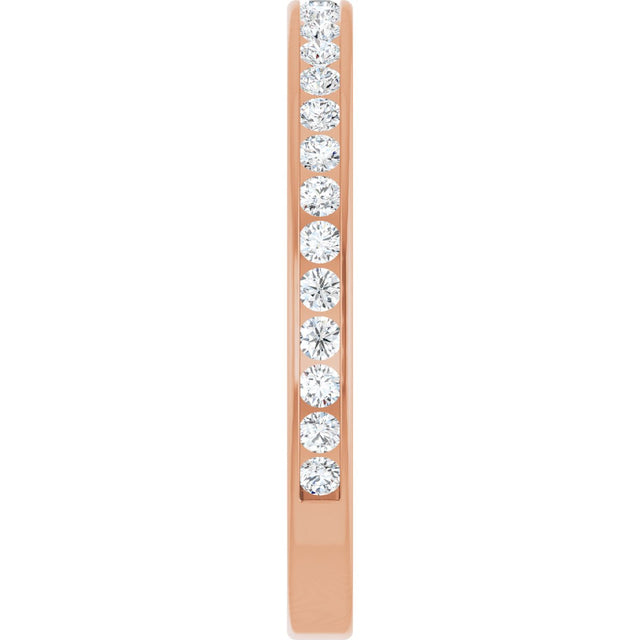 14K Gold Round Natural Diamond Channel-Set Anniversary Band – 2 mm Stones - Rose Gold - view 4