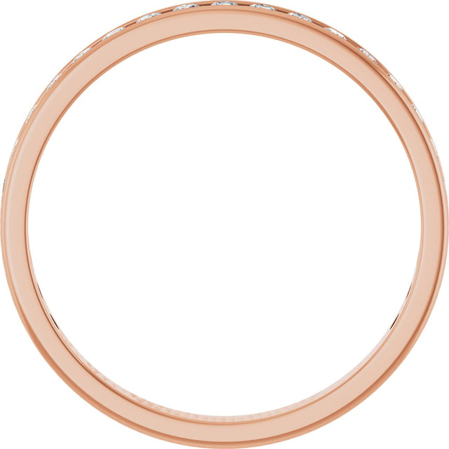 14K Gold Round Natural Diamond Channel-Set Anniversary Band – 2.25 mm Stones (1 CTW) - Rose Gold - view 2