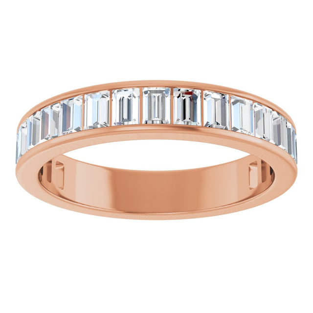 14K Gold Straight Baguette Lab-Grown Diamond Channel-Set Anniversary Band – 3x2 mm Stones - Rose Gold - view 3