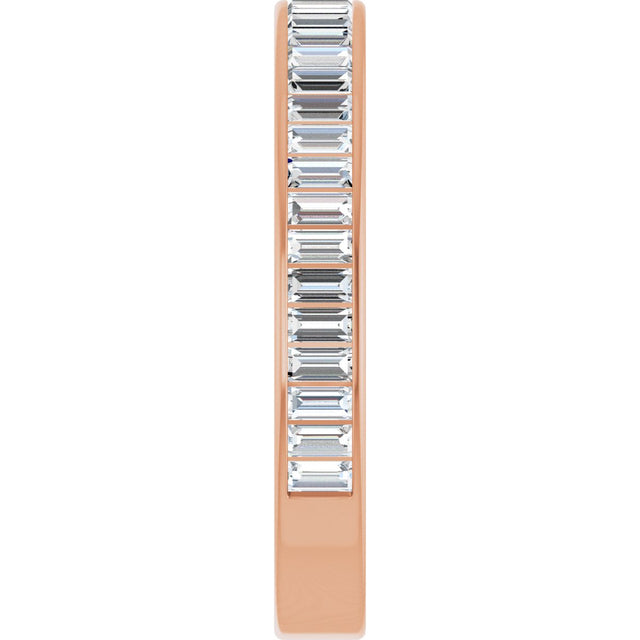 14K Gold Straight Baguette Natural Diamond Channel-Set Anniversary Band – 3x1.5 mm Stones - Rose Gold - view 4