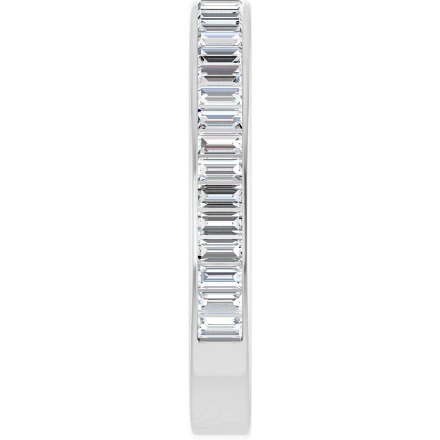 14K Gold Straight Baguette Natural Diamond Channel-Set Anniversary Band – 3x1.5 mm Stones - White Gold - view 4