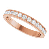14K Gold Round Natural Diamond Channel-Set Anniversary Band – 2.25 mm Stones - Rose Gold - view 5