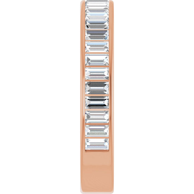 14K Gold Straight Baguette Natural Diamond Channel-Set Anniversary Band – 3x1.5 mm Stones - Rose Gold - view 4