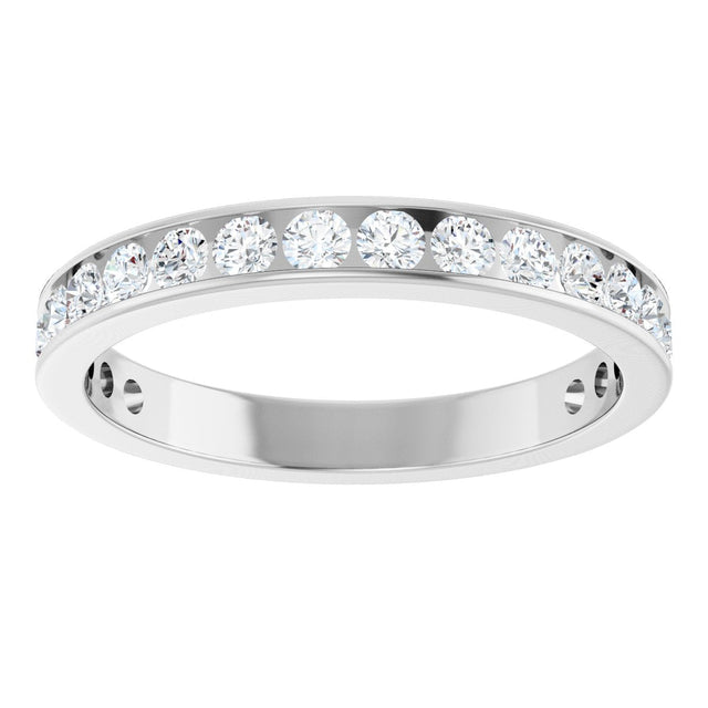 14K Gold Round Lab-Grown Diamond Channel-Set Anniversary Band – 3 mm Stones - White Gold - view 3
