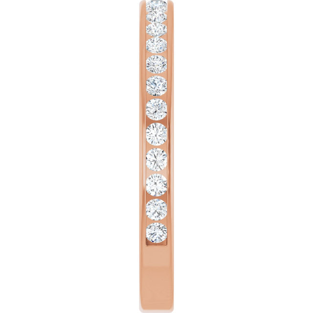 14K Gold Round Natural Diamond Channel-Set Anniversary Band – 2 mm Stones - Rose Gold - view 4