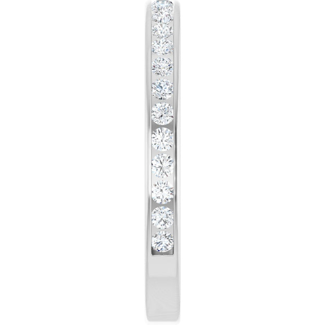 14K Gold Round Natural Diamond Channel-Set Anniversary Band – 2 mm Stones - White Gold - view 4