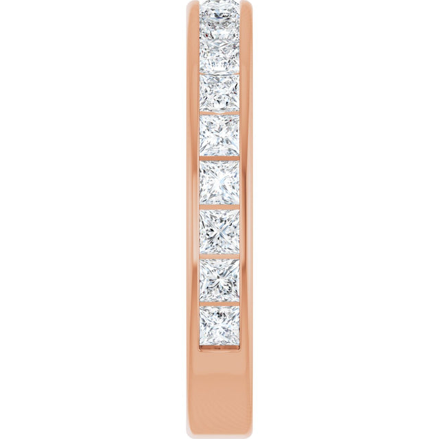 14K Gold Square Lab-Grown Diamond Channel-Set Anniversary Band – 2x2 mm Stones - Rose Gold - view 4