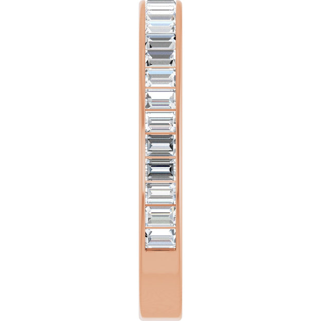 14K Gold Straight Baguette Natural Diamond Channel-Set Anniversary Band – 3x2 mm Stones - Rose Gold - view 4