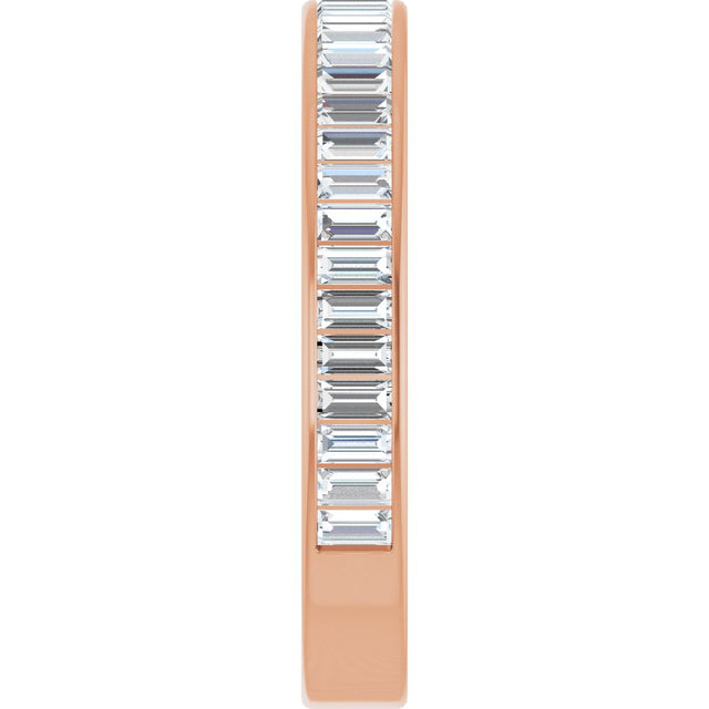14K Gold Straight Baguette Lab-Grown Diamond Channel-Set Anniversary Band – 3x1.5 mm Stones - Rose Gold - view 4