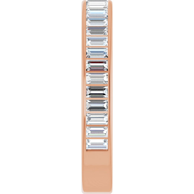 14K Gold Straight Baguette Lab-Grown Diamond Channel-Set Anniversary Band – 3x1.5 mm Stones - Rose Gold - view 4