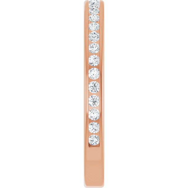 14K Gold Round Lab-Grown Diamond Channel-Set Anniversary Band – 1.5 mm Stones - Rose Gold - view 4