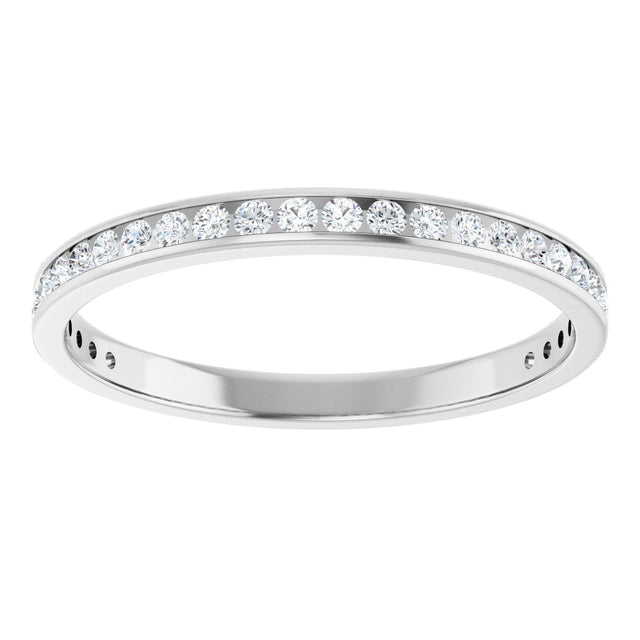 14K Gold Round Natural Diamond Channel-Set Anniversary Band – 2 mm Stones (7/8 CTW) - White Gold - view 3
