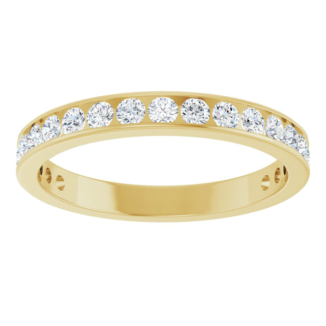 14K Gold Round Natural Diamond Channel-Set Anniversary Band – 3 mm Stones (1 7/8–2 CTW) - Yellow Gold - view 3
