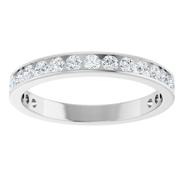 14K Gold Round Natural Diamond Channel-Set Anniversary Band – 3 mm Stones (1 7/8–2 CTW) - White Gold - view 3