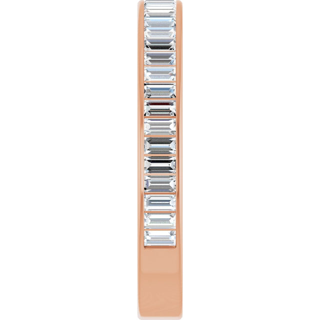 14K Gold Straight Baguette Lab-Grown Diamond Channel-Set Anniversary Band – 3x1.5 mm Stones - Rose Gold - view 4