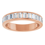 14K Gold Straight Baguette Lab-Grown Diamond Channel-Set Anniversary Band – 3x2 mm Stones - Rose Gold - view 3