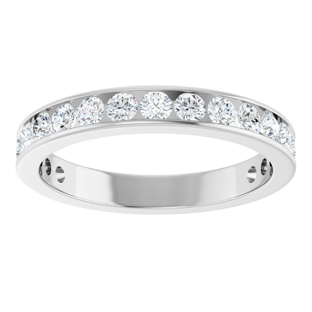 14K Gold Round Natural Diamond Channel-Set Anniversary Band – 3 mm Stones - White Gold - view 3