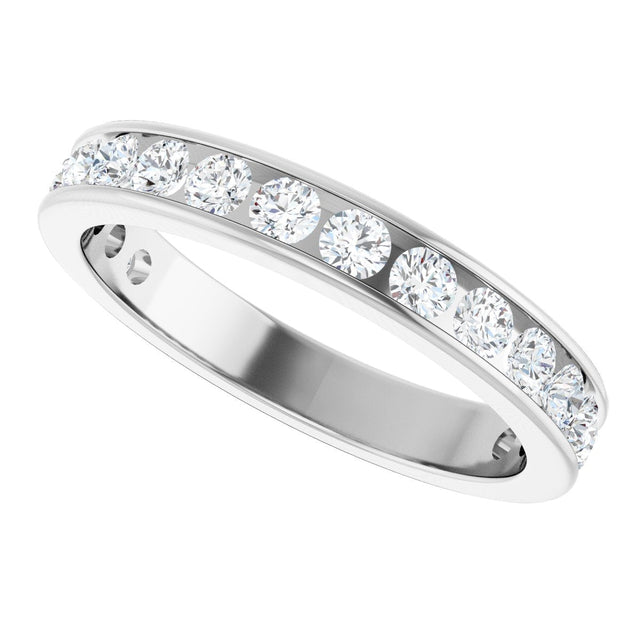 14K Gold Round Natural Diamond Channel-Set Anniversary Band – 2.5 mm Stones - White Gold - view 5