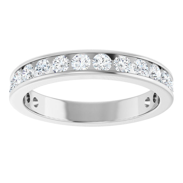 14K Gold Round Lab-Grown Diamond Channel-Set Anniversary Band – 2.5 mm Stones - White Gold - view 3