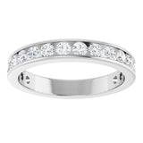 14K Gold Round Natural Diamond Channel-Set Anniversary Band – 2.5 mm Stones - White Gold - view 3