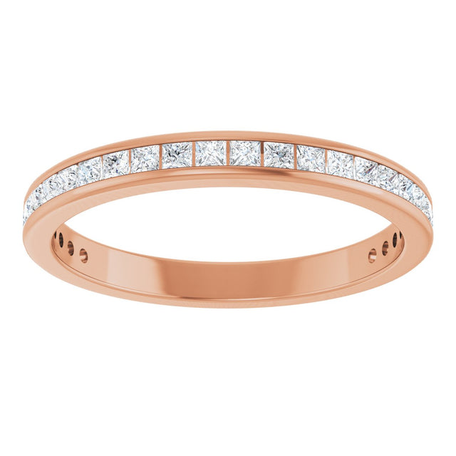 14K Gold Square Lab-Grown Diamond Channel-Set Anniversary Band – 1.5x1.5 mm Stones - Rose Gold - view 3