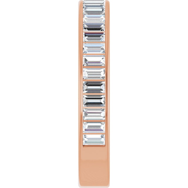 14K Gold Straight Baguette Natural Diamond Channel-Set Anniversary Band – 3x1.5 mm Stones - Rose Gold - view 4