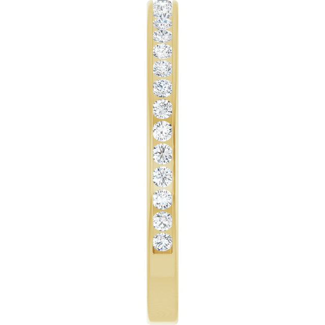 14K Gold Round Natural Diamond Channel-Set Anniversary Band – 2 mm Stones (7/8 CTW) - Yellow Gold - view 4