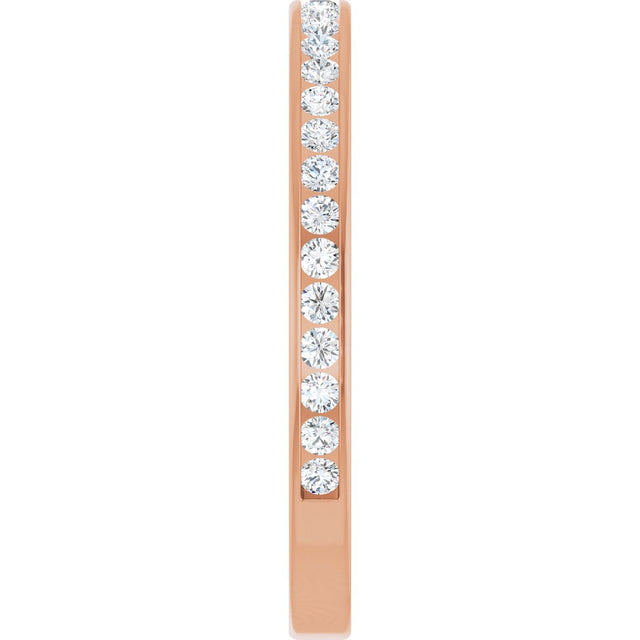 14K Gold Round Natural Diamond Channel-Set Anniversary Band – 2 mm Stones (7/8 CTW) - Rose Gold - view 4