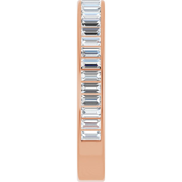 14K Gold Straight Baguette Lab-Grown Diamond Channel-Set Anniversary Band – 3x1.5 mm Stones - Rose Gold - view 4