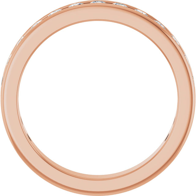 14K Gold Round Natural Diamond Channel-Set Anniversary Band – 2 mm Stones - Rose Gold - view 2