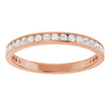14K Gold Round Natural Diamond Channel-Set Anniversary Band – 2 mm Stones - Rose Gold - view 3