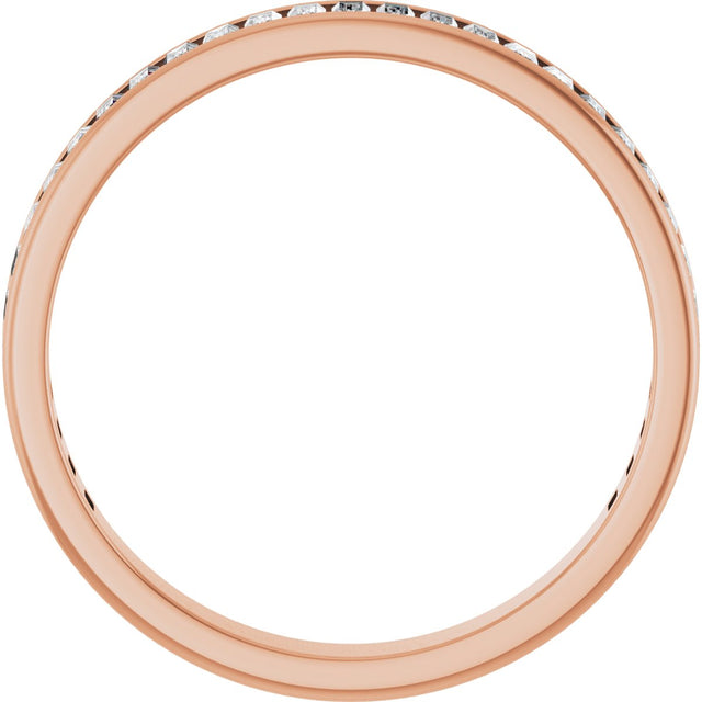 14K Gold Straight Baguette Lab-Grown Diamond Channel-Set Anniversary Band – 3x1.5 mm Stones - Rose Gold - view 2