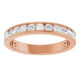 14K Gold Round Natural Diamond Channel-Set Anniversary Band – 2.5 mm Stones - Rose Gold - view 3