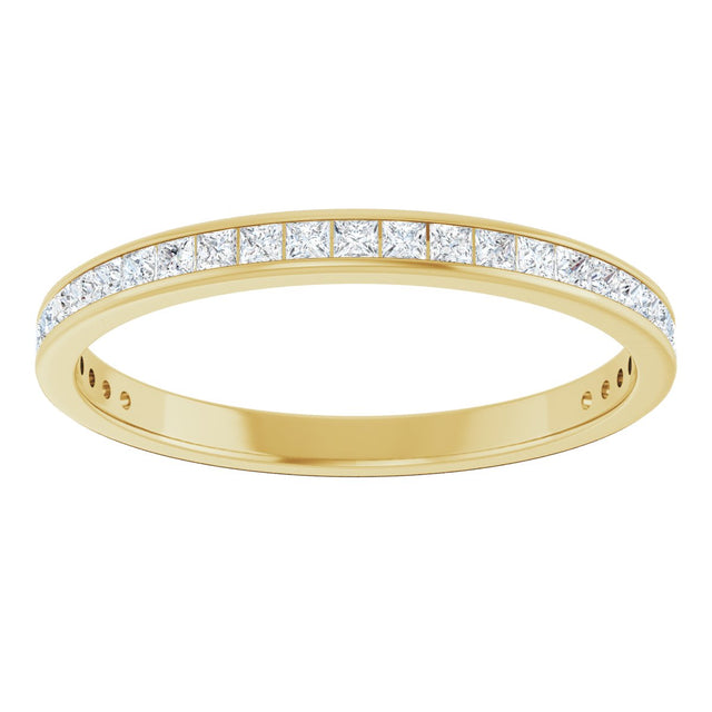 14K Gold Square Lab-Grown Diamond Channel-Set Anniversary Band – 2x2 mm Stones (1 3/8 CTW) - Yellow Gold - view 3