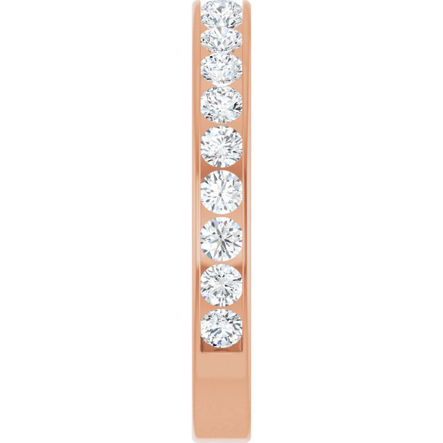 14K Gold Round Lab-Grown Diamond Channel-Set Anniversary Band – 3 mm Stones - Rose Gold - view 4
