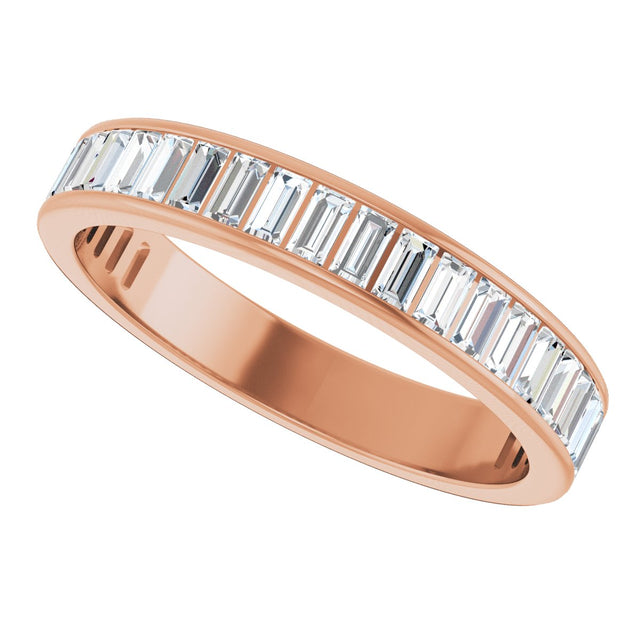 14K Gold Straight Baguette Lab-Grown Diamond Channel-Set Anniversary Band – 3x1.5 mm Stones - Rose Gold - view 5