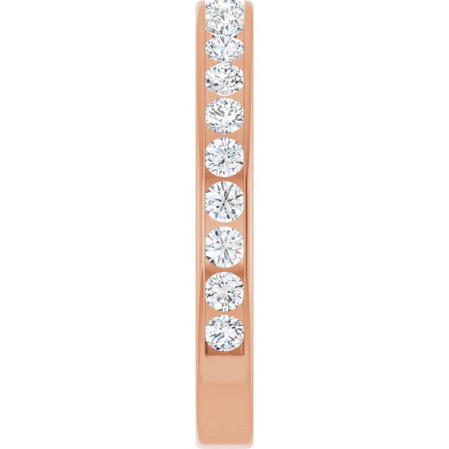14K Gold Round Natural Diamond Channel-Set Anniversary Band – 2.5 mm Stones - Rose Gold - view 4